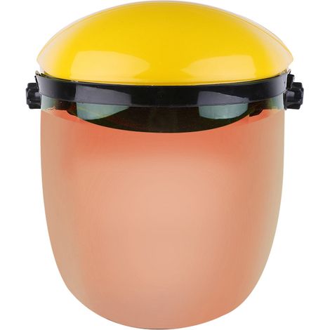 Écran facial de soudage de sécurité en polycarbonate, résistant aux UV et aux hautes températures, monté sur un bandeau (jaune-brun) (1/5)