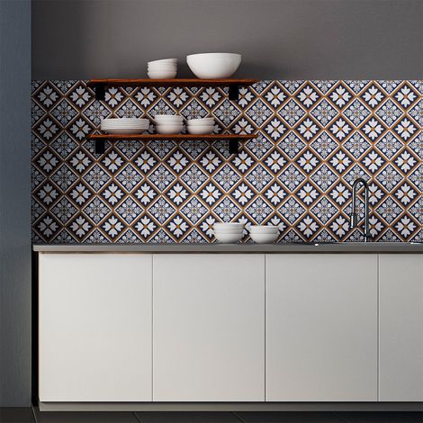 Sticker Mural Carrelage adhésif Cuisine Salle de Bain - 30 STICKERS CARRELAGES AZULEJOS ANICETO - 30stickers10x10cm (1/5)