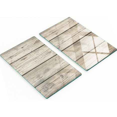Set di taglieri da cucina in vetro temperato con motivo effetto legno, 2x30x52 cm (1/5)