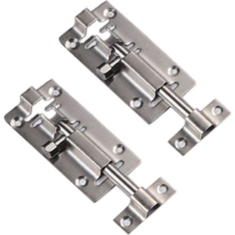 Verrou Coulissant Barillet - Acier Inoxydable Épais - Pour Porte Chambre Salle De Bain Armoire Coffre - Lot De 2