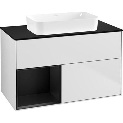 V&B Waschtischunterschrank Wandbeleuchtung Finion 100x60,3 cm, Reg li bla m Lac, wh. m Lac (1/2)
