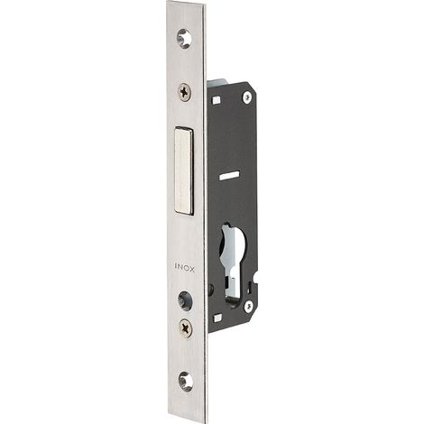 Serratura da incasso a cilindro per porta esterna, asse 17mm, piastra quadra, solo catenaccio - THIRARD