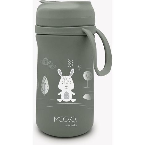 Nuvita 4441 Bottiglia Termica con beccuccio in silicone e cannuccia 500 ml Conserva Bevande Calde e Fredde Contenitore Termico Termos per Bambini Contenitore Portatile Sage Green (1/5)