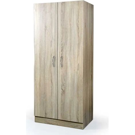 Armario bioclimático de 80 x 50 x 180 cm en roble con 2 puertas y diseño moderno