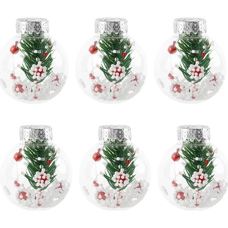Boule De Noel - 6 Pièces - Diamètre 6 Cm - Blanc - Décoration Intérieure Et Extérieure (1/5)