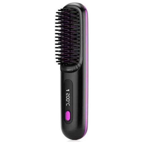 Lisseur à cheveux portable, rechargeable et sans fil, mini peigne lissant, lisseur de voyage portable (noir)