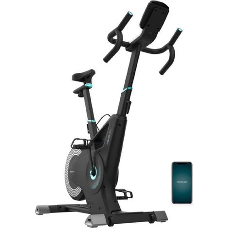 Bicicleta indoor de resistencia combinada: aire y magnética. app. soporte para dispositivos y botella. pulsómetro banda pectoral. pantalla led circular. manillar deportivo. volante de inercia 6 kg.