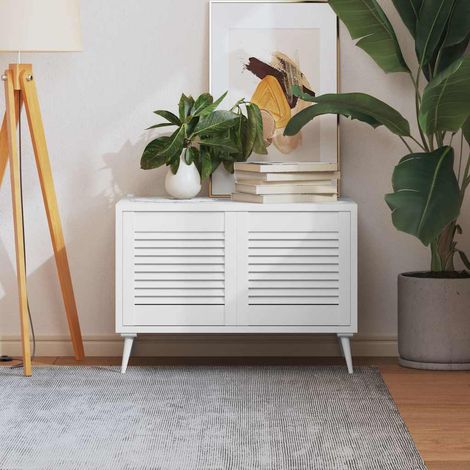 vidaXL Portes à lattes avec porte 2 pièces Blanc 39,5 x 39,4 cm (1/5)