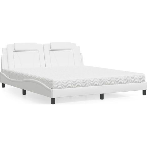 Cama Viana con colchón cuero sintético blanco 180x200 cm vidaXL (1/5)