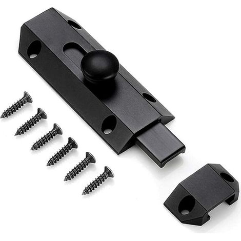 1 Loquet de verrouillage de sécurité avec targette en laiton épais pur, loquet de portail ultra résistant, noir (1/4)