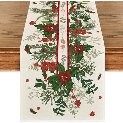 Chemise De Table - Sapin Et Pommes De Pin - Décoration De Table De Noël - Pour Cuisine Et Salle À Manger - 33 X 305 Cm - 1 Pièce (1/5)