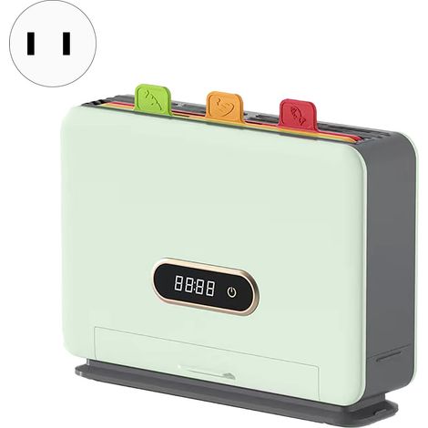 Porte-couteaux intelligent avec rangement planches à découper, nettoyage UV intégré, support pour couteaux et ustensiles de cuisine, vert clair, pour plan de travail (1/5)