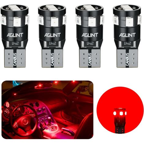 W5W T10 LED Ampoule CANBUS Pour Voiture Intérieur Lumières Rouge 194 168 2825 LED 9SMD Sans Erreur Dôme Plafonnier Coffre Porte Plaque D'immatriculation Position Feux 4PCS (1/5)