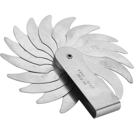 Jauge de rayon de congé en acier inoxydable, outil de mesure concave et convexe externe et interne (R25-50MM) (1/5)