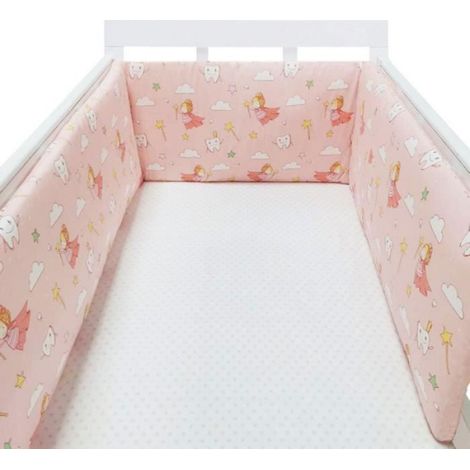 1 Tour de lit, coton respirant, coussin barrière anti-collision, rose, pour berceau bébé (1/4)