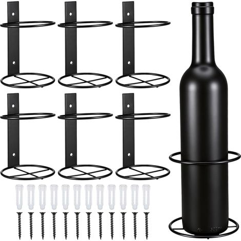 Lot de 6 porte-bouteilles muraux en métal pour bar à vin, cave, garde-manger, 15 x 10 cm (1/5)