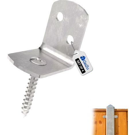 Lot de 4 Supports de clôture en acier inoxydable 77 x 32 x 37 mm – Équerres de fixation en L – Connecteurs robustes pour clôture, pergola, tonnelle, charpente, abri de jardin – GeZu Impex