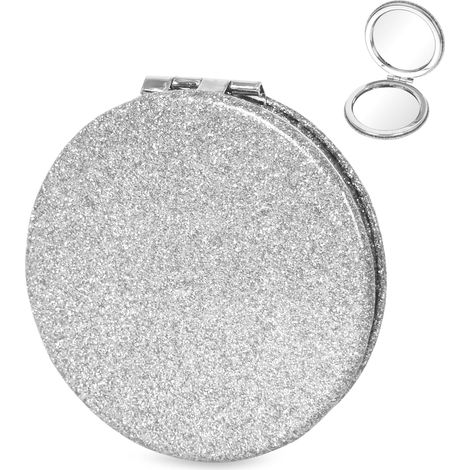 Juego de 2 espejos de bolsillo redondos de doble cara de 7 cm, 2X, compactos y luminosos, perfectos para maquillarse y viajar.