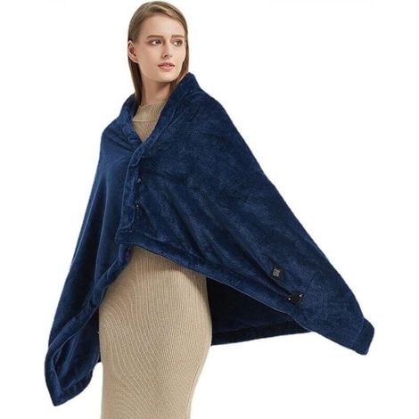 USB powered heated blanket, wireless electric heated blanket, 8-zone heating, USB heated blanket, electric blanket, coral fleece thermal cape, 55" x 31.5" (1/5)