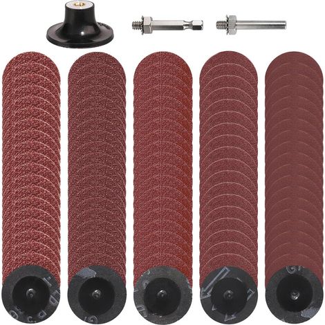 Schleifscheiben 50mm Roloc 100 Stk. Körnung 36-180 mit 1/4" Halter (1/5)