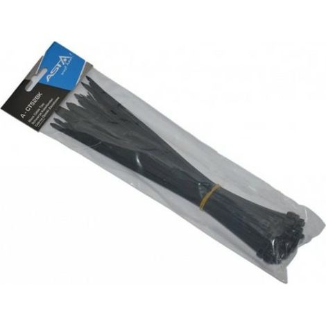 Fascetta Asta 5x250mm, 50 pezzi, nera, ideale per fissare e fissare de cavi, design resistente, forte, facile de da usare, perfetta per de progetti di organizzazione.
