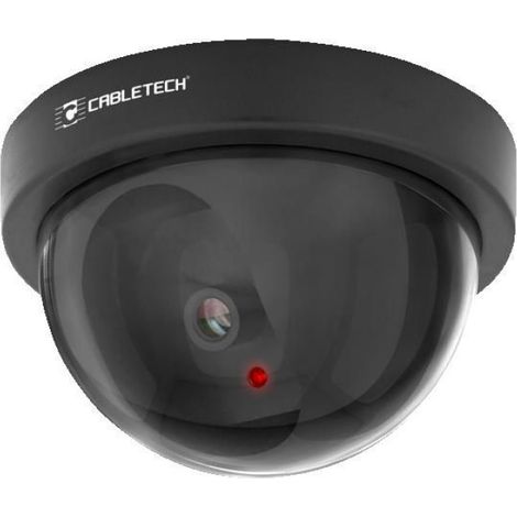 Caméra Dôme Factice - LED Clignotante Rouge - Pour Dissuasion Intrusion - Installation Sans Fil - 1 Pièce