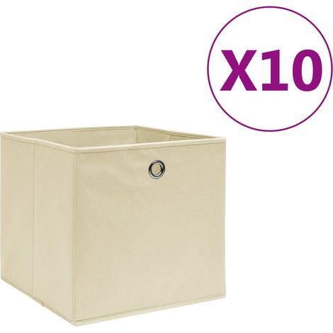 Aufbewahrungsboxen 10 Stk. Vliesstoff 28x28x28 cm Creme (1/5)