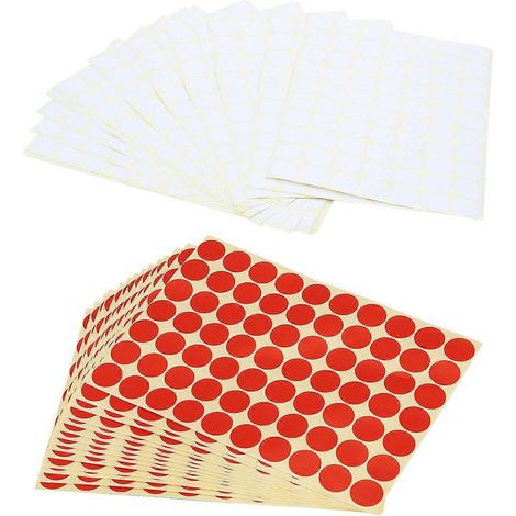 Lot de 2 étiquettes autocollantes rondes de 19 mm, blanches et rouges. (1/5)
