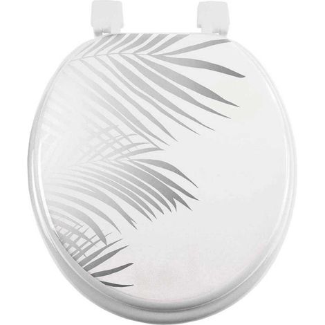 Abattant WC Imprimé "Orbella" 47cm Blanc & Argent (1/3)