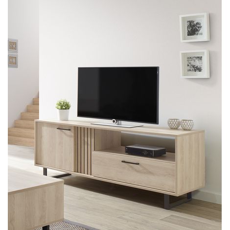 Meuble TV moderne 164 cm chêne sable Madera (1/5)