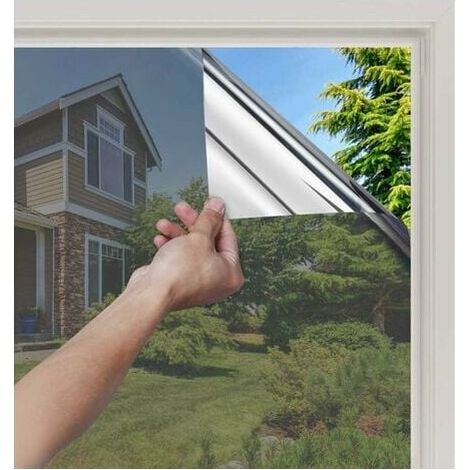Window Mirror Film Self Adhesive One Way Window Mirror Effect Heat Resistant Mirror Paper One Way Blackout Mirror Foil Anti UV Sun Protection Silver 60x100CM WHWY (1/5)