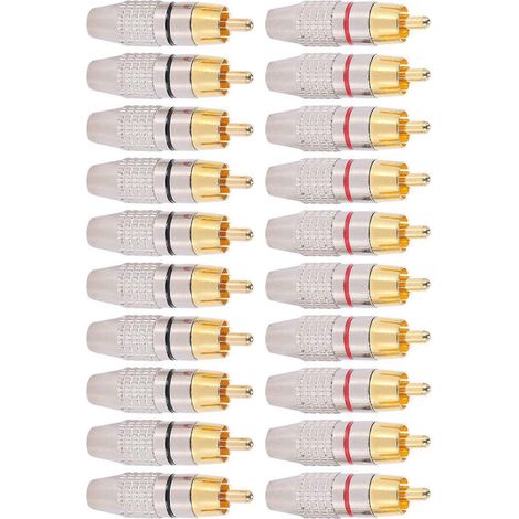 80 connecteurs RCA verrouillables pour câble audio/vidéo, plaqués or (1/3)
