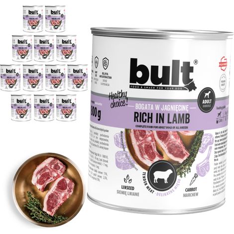 Alimento húmedo para perros BULT sabor cordero, lata de 12 x 800 g (1/2)