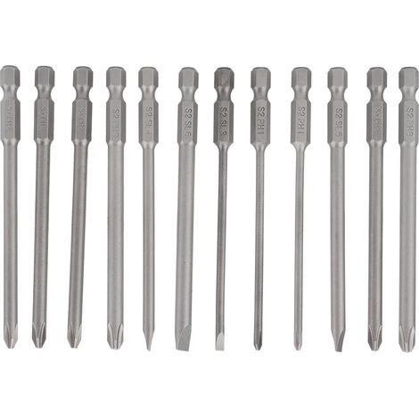 Jeu d'embouts de tournevis, fente croisée 100mm, acier allié S2, Kit d'outils matériels de haute précision 12 pièces (1/5)