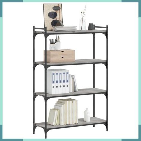 Bibliothèque - 837675 - Sonoma gris - 80 x 30 x 120 cm - 4 étagères (1/5)