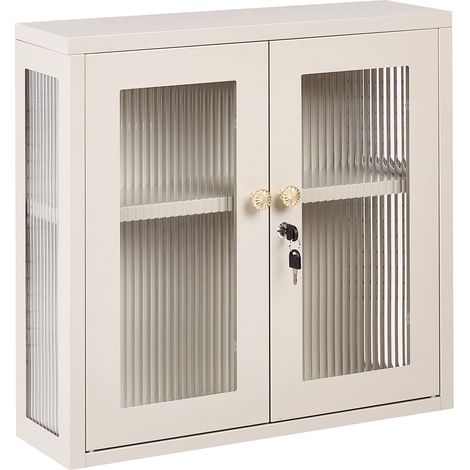Credenza Mid-Century in acciaio a 2 ante alta beige cashmere Harlyn (1/5)