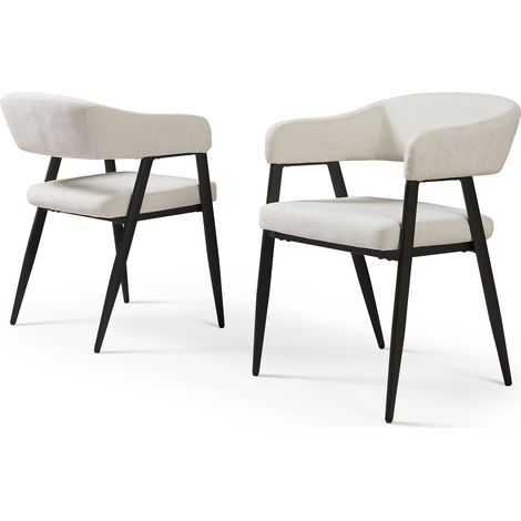 Juego de 2 sillas de comedor Kohlmand tela acero 77x59x55cm Beige (1/5)