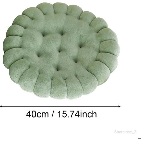 Coussin en forme de biscuit, coussin décoratif pour la maison, coussin et mignon pour canapé, coussin de chaise rond Vert (1/3)
