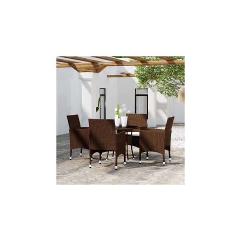 Ensemble à manger de jardin 5pcs Résine tressée Marron (1/5)