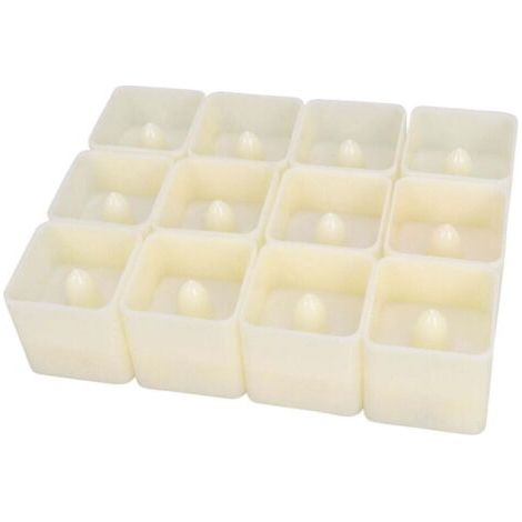 12 lampes bougies carrées à effet bougie, bougies chauffe-plat électroniques sans flamme, décorations de fête, maison, bar, café - Paillettes jaunes (blanc) (1/4)
