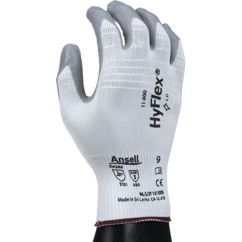 ANSELL 11-800-9 Handschuhe HyFlex 11-800 Gr.9 weiß/grau Nylon m.Nitrilschaum (1/3)