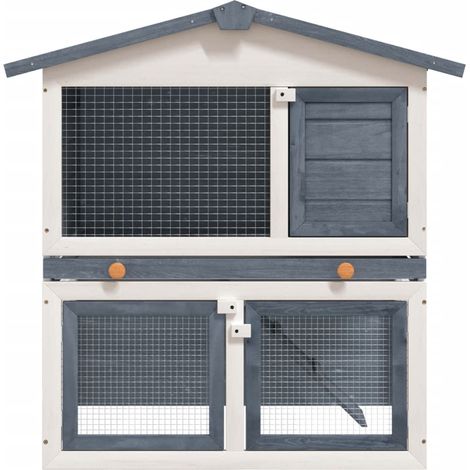 INLIFE Clapier d'extérieur 3 portes Gris Bois (1/5)