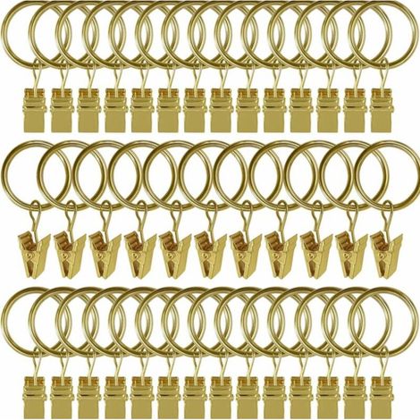 Lntyq 30 Pièces Anneaux de Rideau avec Pince, Antirouille Anneaux Rideaux, Crochets de Rideau en Métal, Anneau de Tringle à Rideau pour Rideaux de Douche et de Fenêtre(3.538MM) (1/4)