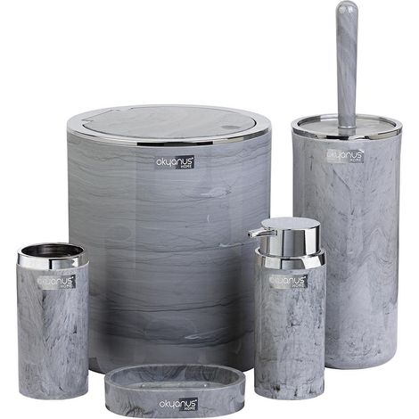 Set da bagno rotondo in marmo composto da 5 pezzi