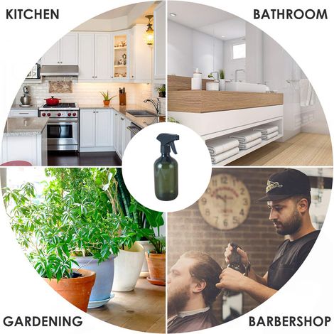 Flacon pulvérisateur en plastique, flacons pulvérisateurs vides, animaux de compagnie, huiles essentielles, produits de nettoyage - Pulvérisateur à gâchette noir avec brumisation, aromathérapie et pro (1/5)