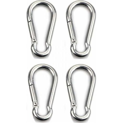 4pcs Heavy Duty Carabiner Clip Sports Locking Dogs Swing Hammock 304 Stainless Steel 8mm Thickness (1/4)
