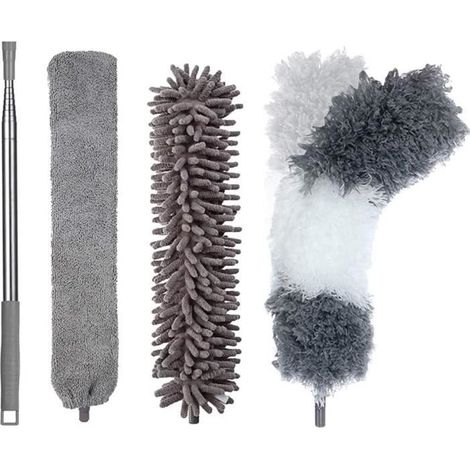 Plumeau en Microfibre pour Nettoyage des Espaces,Balai à Long Manche Réglable,Comprend 3 Housses en Tissu et 1 Perche (1/4)