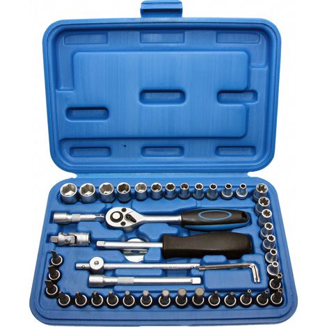 Steckschlüssel Set 47-teilig 1/4 Zoll Nüsse E-Profil Bits mit Ratsche