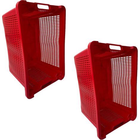 Cassa Cassetta agricola ortofrutta Salvaspazio 52x29x42H cm ROSSA FONDO CHIUSO 2 PEZZI (1/4)