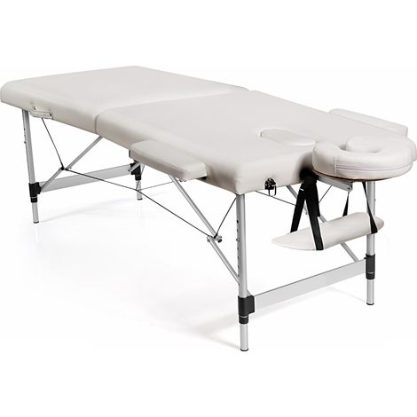 Table de Massage Portative Pliante de 184 CM Lit de Spa de Salon en Aluminium Réglable Blanc Maison Chic (1/4)